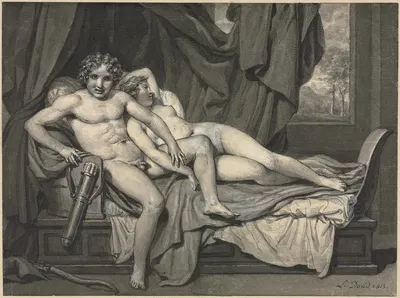 Cupid and Psyche by Жак Луи Давид, 1813 — digital art print download