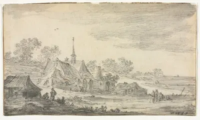 Group of Buildings on a Seashore by Ян ван Гойен, 1653 — digital art print download