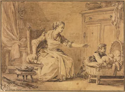 Maternal Solicitude by Жан-Батист Лё Пренс, 1777 — digital art print download