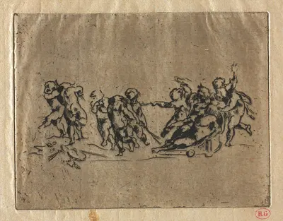Bacchanal with Children and Chariot by Жан-Батист Карпо — digital art print download