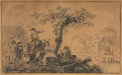 Rural Scene by Жан-Батист Пилеман, 1762 — digital art print download