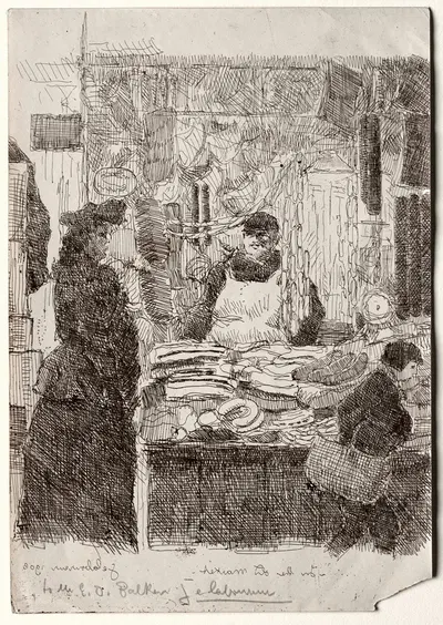 In the Old Market by Jean-Émile Laboureur, 1906 — digital art print download