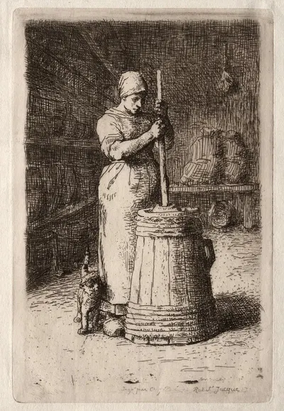A Woman Churning by Жан-Франсуа Миле — digital art print download