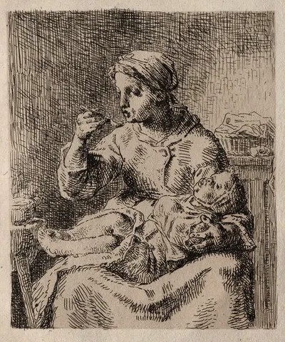 La Bouillée by Жан-Франсуа Миле, 1861 — digital art print download