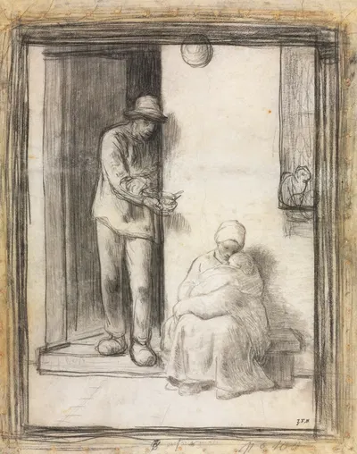 The Sick Child by Жан-Франсуа Миле, 1858 — digital art print download
