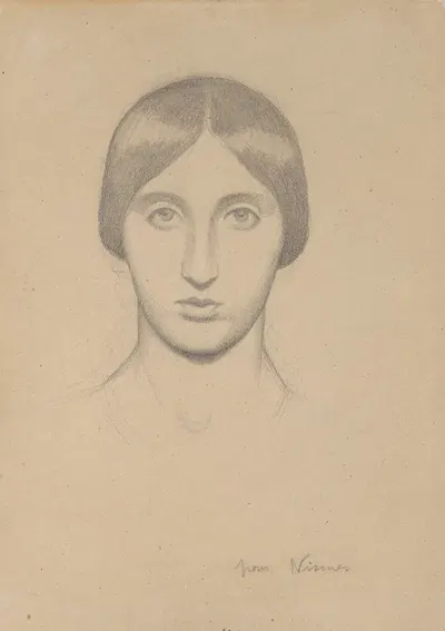 Head of a Woman; Study for a mural in the Church of Saint-Paul, Nîmes by Жан-Ипполит Фландрен — digital art print download
