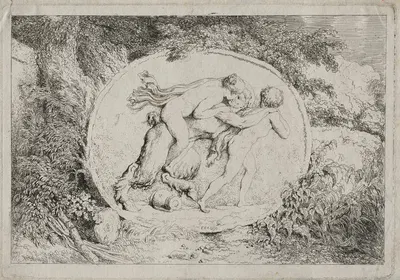 Bacchanales; Nymph Astride a Satyr by Жан-Оноре Фрагонар, 1763 — digital art print download