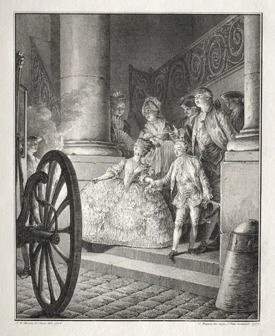 Rêtif de la Bretonne; The Little Godparents by Жан-Мишель Моро ле Жён, 1777 — digital art print download