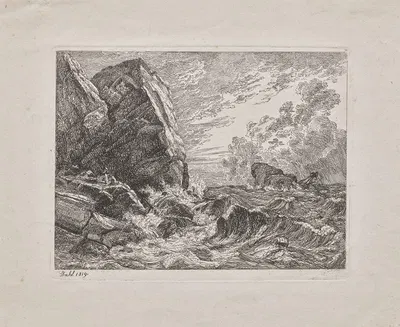 Norwegian Seacoast During a Storm by Johan Christian Dahl, 1819 — digital art print download