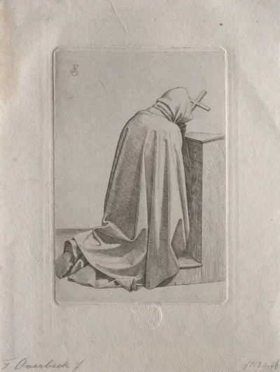 A Praying Monk by Иоганн Фридрих Обербек, 1826 — digital art print download