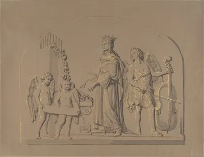 Saint Cecilia at the Organ, Flanked by Angels Making Music by Иоганн Готфрид Шадов — digital art print download