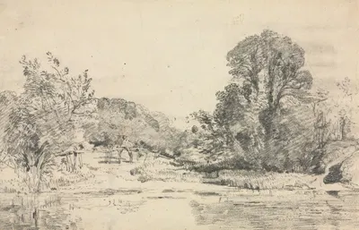 Landscape with Trees Surrounding a Pond by John Constable — digital art print download