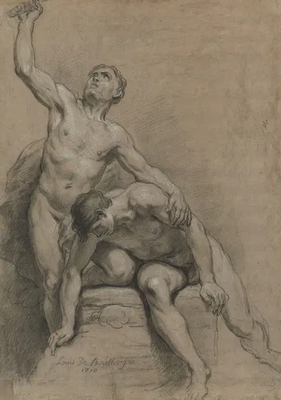 Two Male Nudes by Louis de Boullogne, 1710 — digital art print download