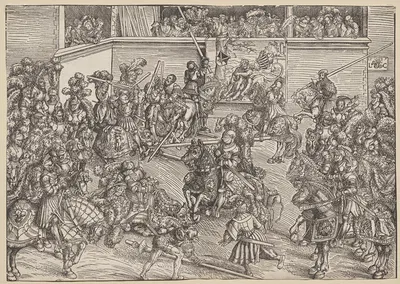 The Tournament with Sampson and the Lion by Lucas Cranach the Elder, 1509 — digital art print download