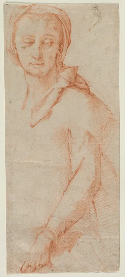 Half-Length Figure Study of a Woman by Ludovico Cardi Cigoli — digital art print download
