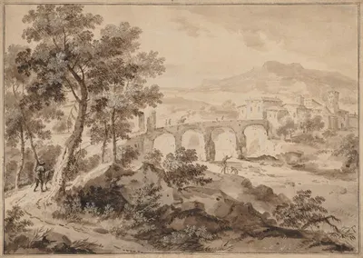 Landscape with Bridge by Марко Риччи, 1700–1729 — digital art print download