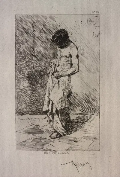Man Searching for Fleas by Мариано Фортунь Марсаль, c. 1862 — digital art print download