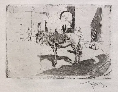 Moroccan Horse by Мариано Фортунь Марсаль, c. 1862 — digital art print download