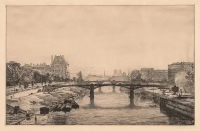 Париж, вид с моста Конкорд by Максим Лаллан, 1866 — digital art print download