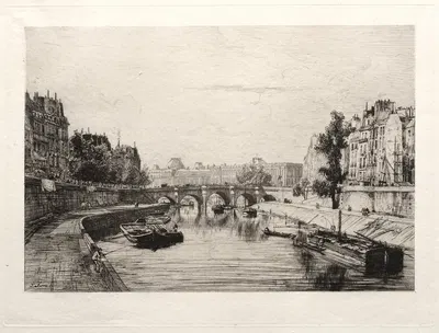 Вид с моста Сен-Мишель by Максим Лаллан, 1865 — digital art print download