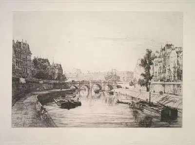 Вид с моста Сен-Мишель by Максим Лаллан, 1865 — digital art print download