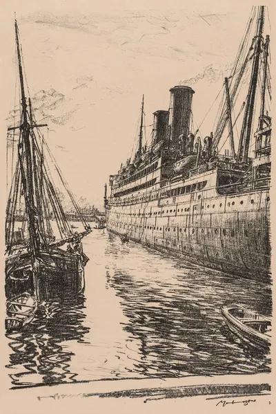 На Клайде, 1917-1918; Тасканья в Глазго by Мюрхед Бон, 1917–1918 — digital art print download