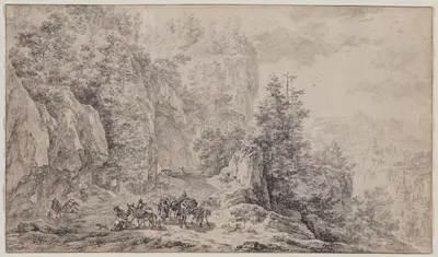 Mountainous Landscape by Николаес Питерсз. Берхем, c. 1680 — digital art print download