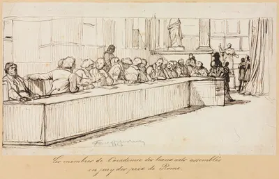 The Members of the Academy of Beaux-Arts Assembled to Jury the Rome Prize by Поль Деларош, 1841 — digital art print download