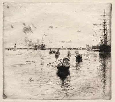 Lagoon with Steamers and Gondolas by Роберт Фредерик Блум, 1885 — digital art print download