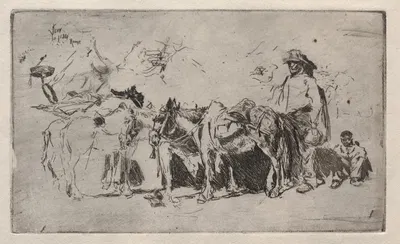 Men and Donkeys, Rome by Роберт Фредерик Блум, 1880 — digital art print download