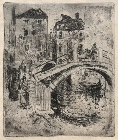 Venetian Canal and Bridges by Роберт Фредерик Блум, 1886 — digital art print download