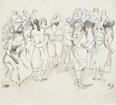 Faschingsszene mit maskierten Männern und Frauen by Рудольф Гроссманн, 1910-1914 — digital art print download