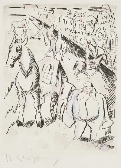 Reitgelände mit Pferden und Personen by Рудольф Гроссманн, 1910-1912 — digital art print download