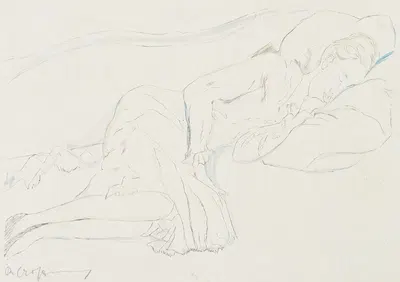 Schlafende Frau auf Sofa liegend by Rudolf Grossmann, 1918-1921 — digital art print download