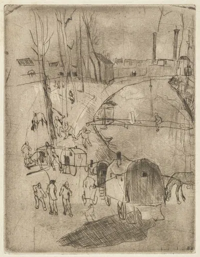 Wohnwagen am Fluss (Holland) by Рудольф Гроссманн, 1908 - 1910 — digital art print download