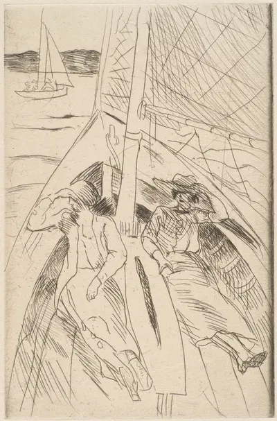 Zwei Frauen im Bug eines Segelbootes by Рудольф Гроссманн, 1915-1918 — digital art print download
