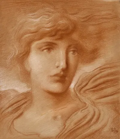 Study of a female figure by Simeon Solomon, 1894 — digital art print download