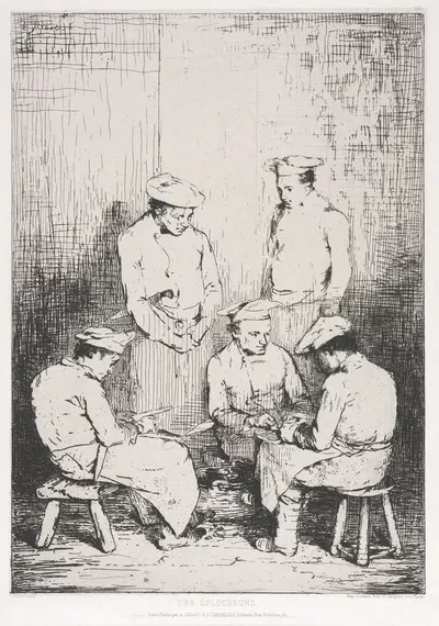 The Potato Peelers by Théodule Ribot, 1863 — digital art print download