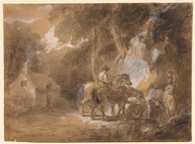 The Halt at the Spring by Томас Баркер — digital art print download