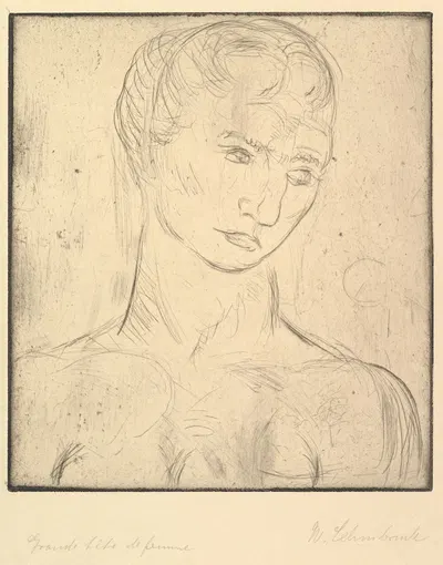 Head of a Woman (Kopf Groß) by Вильгельм Лембрук, 1912 — digital art print download