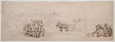 Dune Scene with Peasant Figures by Виллем ван де Вельде Старший — digital art print download