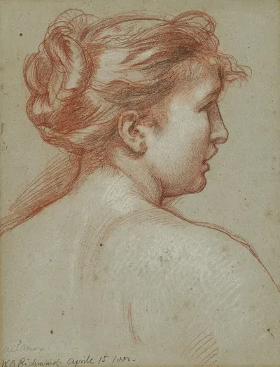 Study of a female head, seen from behind by Уильям Блейк Ричмонд, 1882 — digital art print download