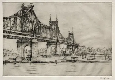 Queensboro Bridge, New York by William George Reindel, 1921 — digital art print download
