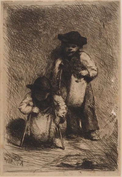 Deux jeunes infirmes mendiants by Александр Фальгюер, 1891 — digital art print download
