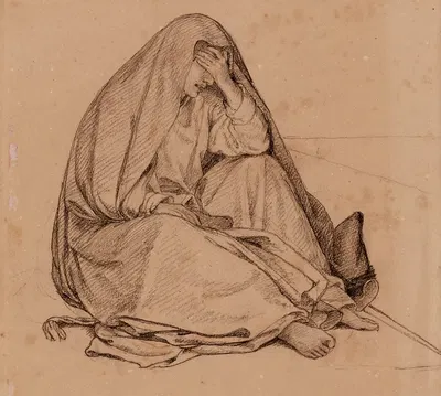 Etude pour la Mort de la Vierge by Александр-Франсуа Каминьяд, 1831-1839 — digital art print download
