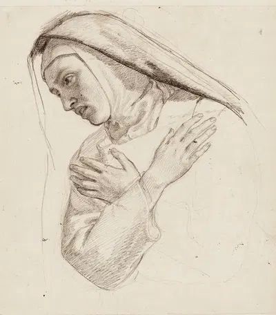 Etude pour la Mort de sainte Thérèse by Александр-Франсуа Каминьяд, 1835 — digital art print download