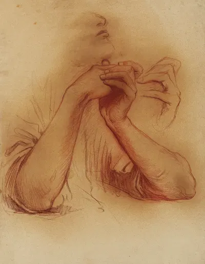 Etude avec avant-bras accoudés et mains croisées et étude d'une main by Альфред Плозо, 1918 — digital art print download