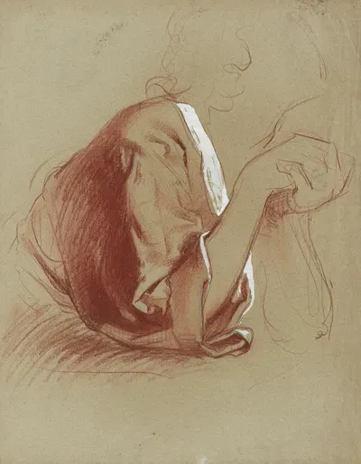 Etude de draperie manche droite avec avant-bras croisés vus de profil by Альфред Плозо, 1918 — digital art print download