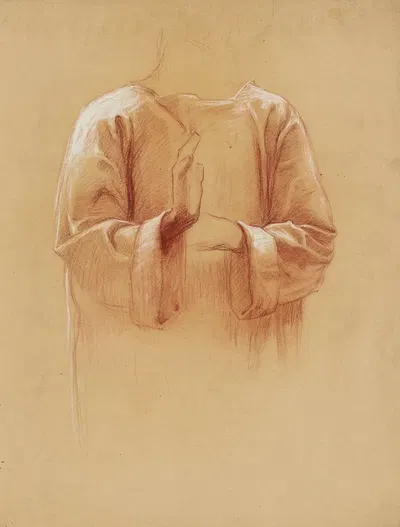 Etude d'un buste d'homme portant une chasuble by Альфред Плозо, 1918 — digital art print download