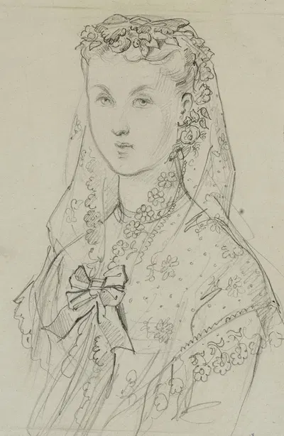 Buste de femme portant une mantille by Анаис Колен-Тудуз, 1862-1872 — digital art print download